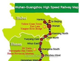Wuhan-Guangzhou High Speed Railway Map