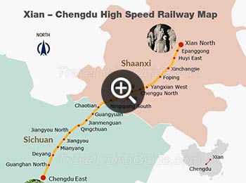 Xi'an - Chengdu High Speed Railway Map