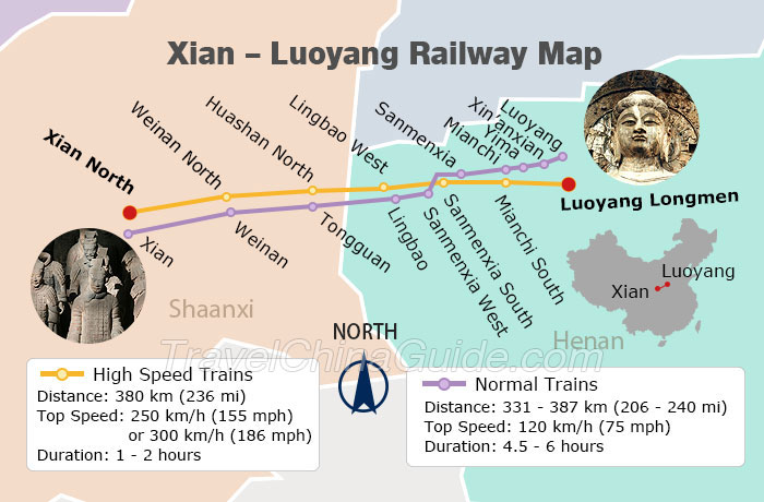 Xi'an - Luoyang Railway Map