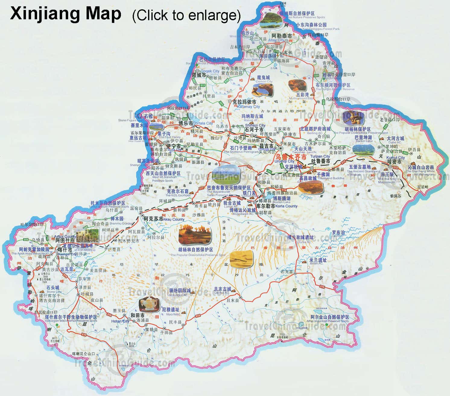 Xinjiang Maps: Tourist Sites, Turpan