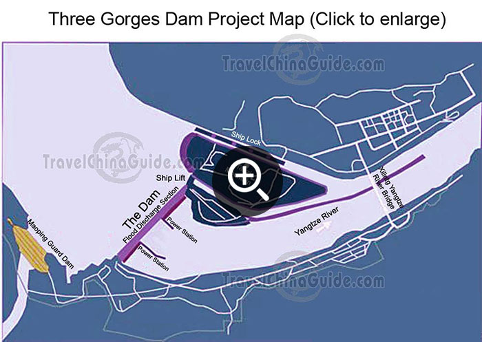 Map of Yangtze River Three Gorges