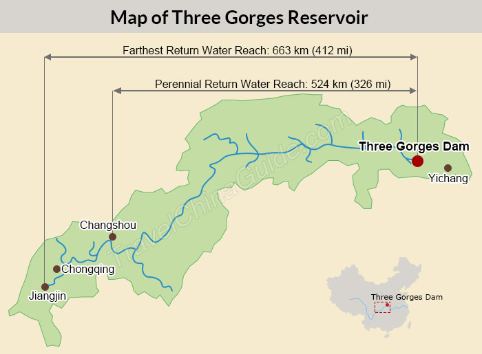 Map of Three Gorges Reservoir