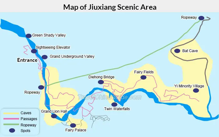 Map of Jiuxiang Scenic Area