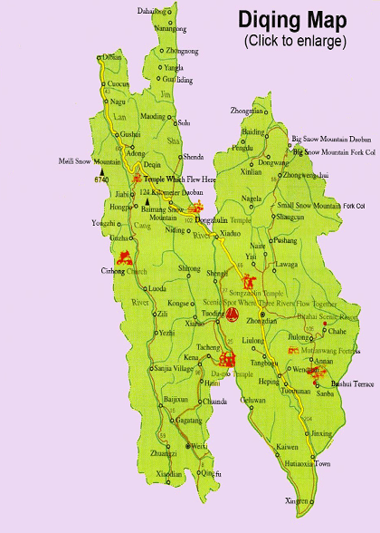 Yunnan Diqing Map