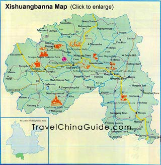 Yunnan Xishuangbanna Map