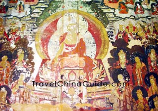 A mural with the theme of Buddha