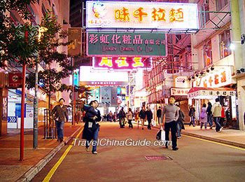 Night view of Hong Kong street
