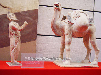 Statue of a Hun People and Camel on Silk Road