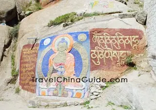 Mani Stone Carved with Inscription and Image 