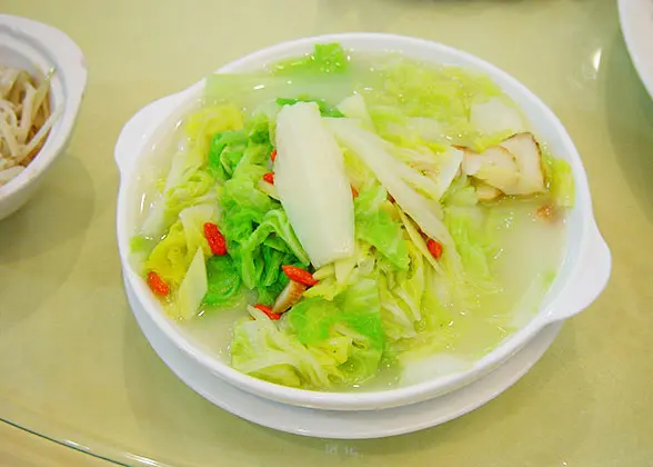 Sauted cabbage in soup