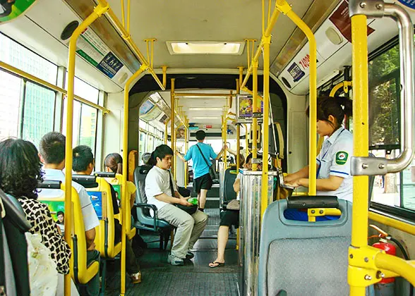 Inside a public bus in China