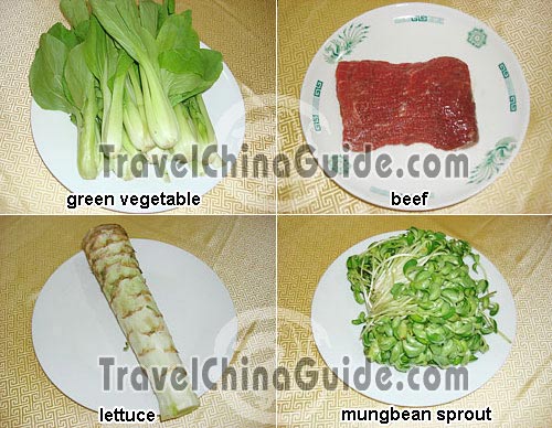 Ingredients of Sliced Beef in Hot Chili Oil