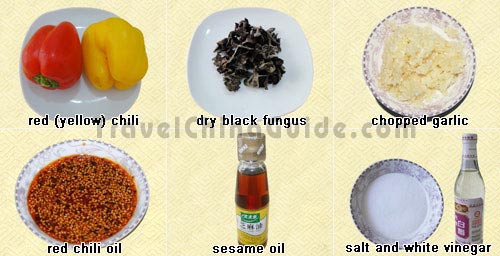 Ingredients of Black Fungus with Mashed Garlic