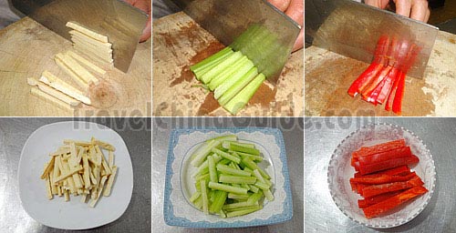 Preparation for Celery and Dry Bean Curd
