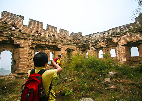 A broken watch tower on Panlongshan Great Wall