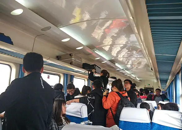 Crowded Hard Seat Carriage on Normal Trains