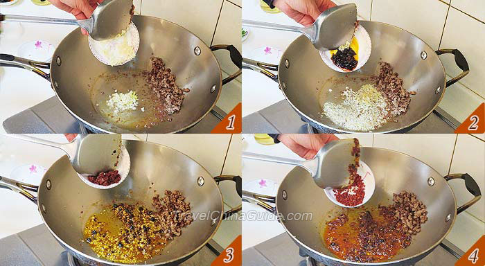 Stir-frying the seasonings