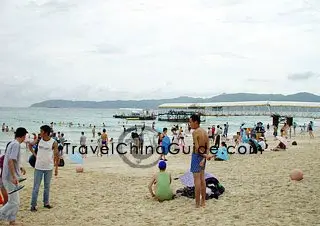 Holiday makers at the sea beach