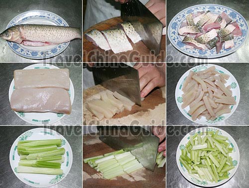 Ingredients and preparation for Tangba Town's Stir-fried Fish