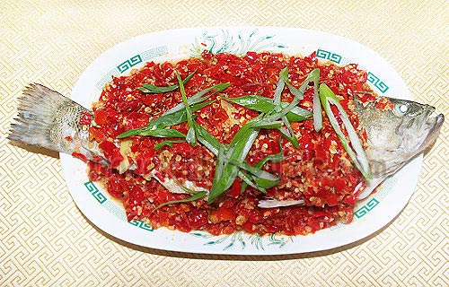 Steamed Fish with Chopped Red Chili Completed