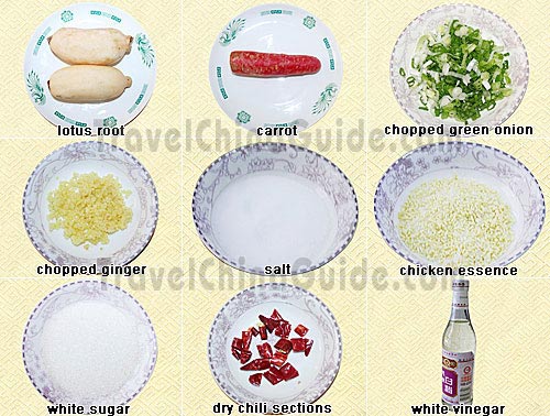 Ingredients of Cold Lotus Root in Vinegar Sauce
