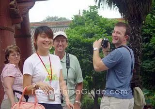 Our guide and clients in Great Mosque, Xi'an