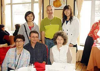 Our Guide with guests in a restaurant 