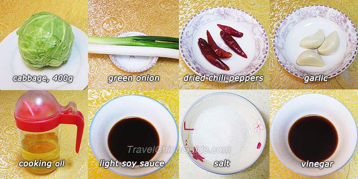 Ingredients and Seasonings of Hand-torn Cabbage