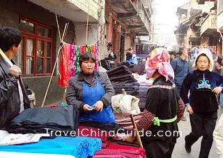 Stalls selling cloth 