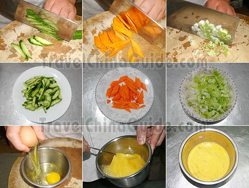 Preparation for Fried Egg with Cucumber