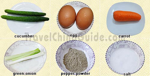 Ingredients of Fried Egg with Cucumber