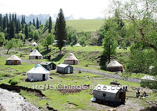 Yurts on Bayanbulak Grassland