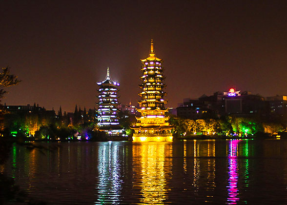 Twin Pagoda in Shanhu Lake, Guilin