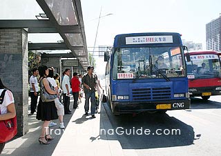 Bus Stop and Bus in Taiyuan 
