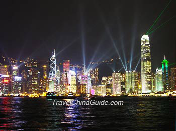 Victoria Harbour at night, Hong Kong 
