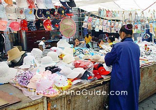 Stalls at a market in Xining 