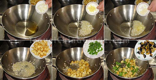 Stir-fry Potato, Green Pepper and Eggplant Chunks