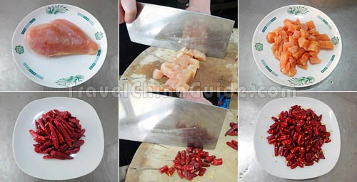 Ingredients and Preparation for Diced Chicken with Chili