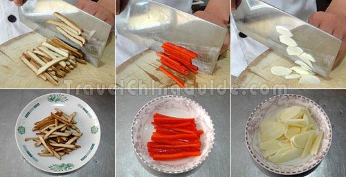 Preparation for Stir-fried Bean Sprouts with Dried Tofu