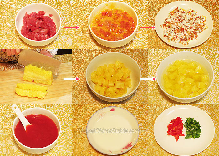 Preparation for Sweet and Sour Pork with Pineapple
