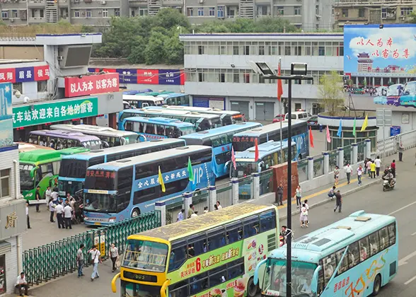 Long-distance Buses in Xi'an Bus Station of Shaanxi