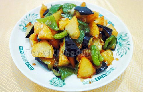 Sautéed Potato, Green Pepper and Eggplant Completed