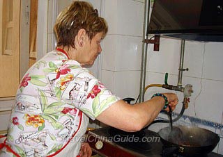 Mrs. Eichhorn Cooking Mapo Tofu