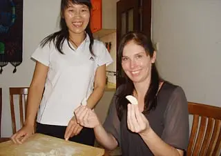 Our Guest Learning to Make Dumplings