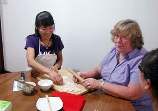 Ms. Joyce Learning to Make Chinese Dumplings