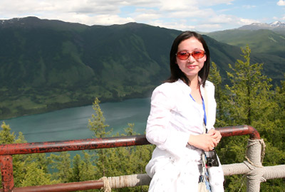 Catherine He in Kanas Reserve, Xinjiang
