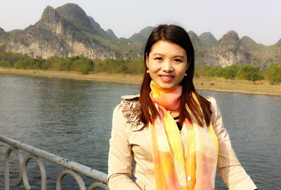 Lydia Meng on the Li River, Guilin