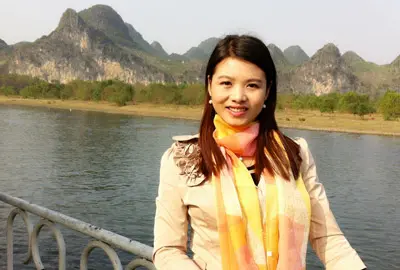 Lydia Meng on the Li River, Guilin