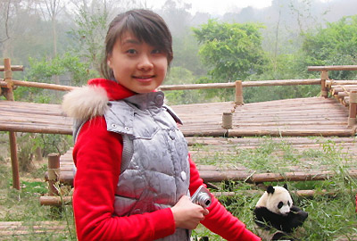 Maria Xue at Chengdu Panda Breeding and Research Center