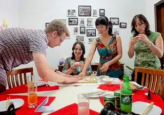 Our Guests Learn to Make Dumplings